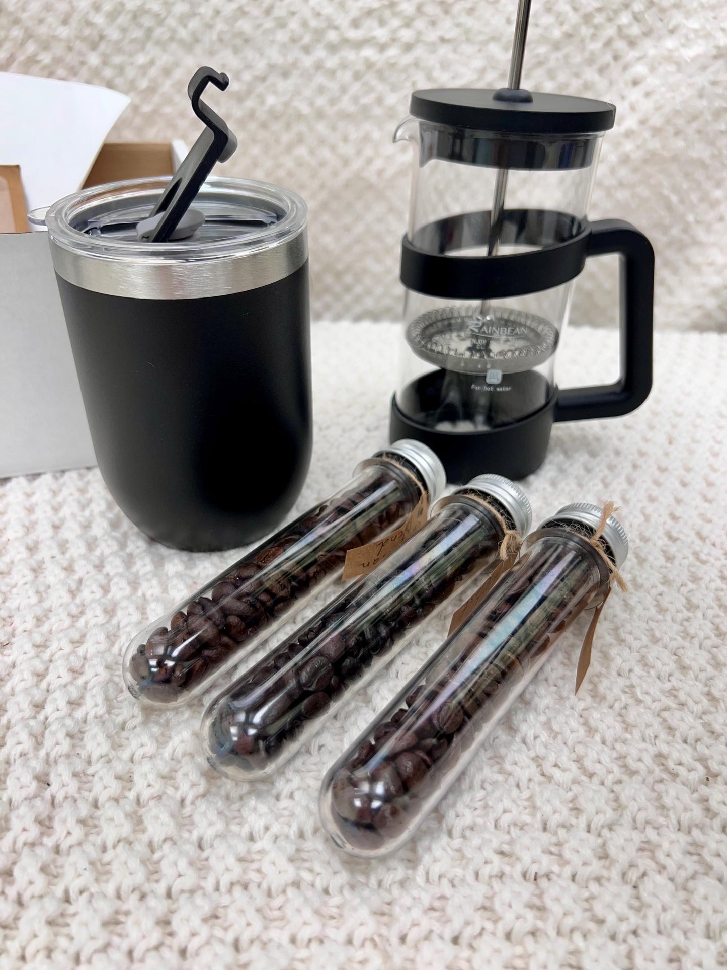 Gourmet Coffee Gift Box: French Press, Mug & Artisan Coffee Samples
