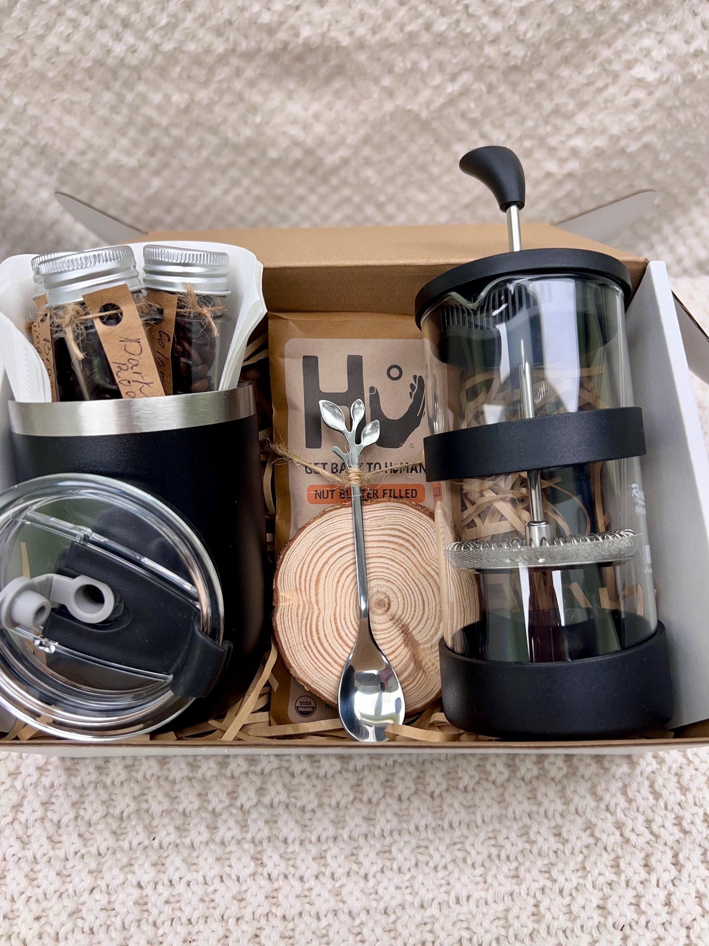 Gourmet Coffee Gift Box: French Press, Mug & Artisan Coffee Samples
