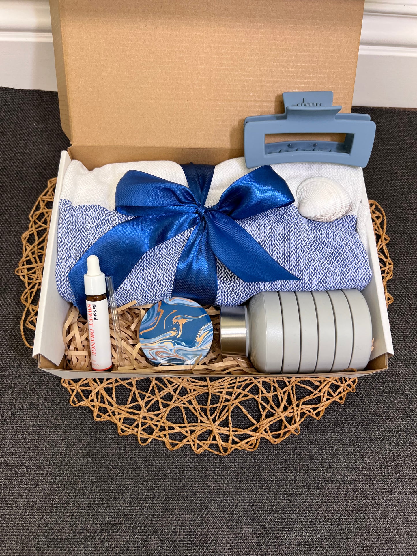 Summer gift basket for her. Beach gift basket with Turkish Blanket