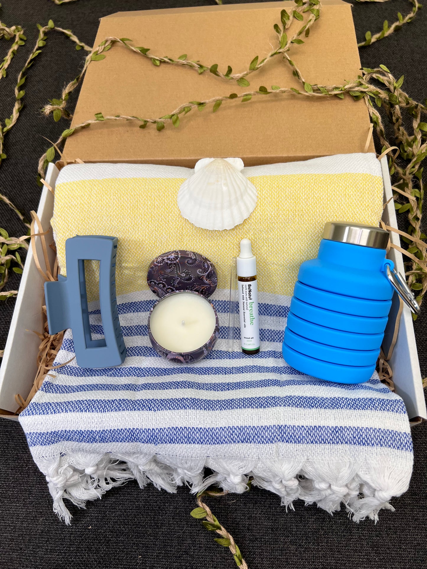 Summer gift basket for her. Beach gift basket with Turkish Blanket