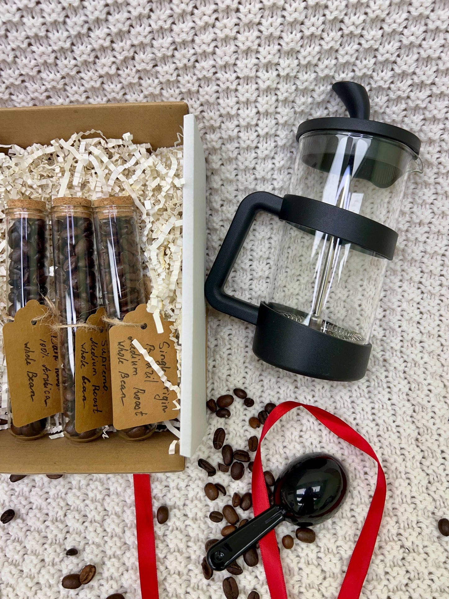 Gourmet Coffee Gift Box: French Press, Mug & Artisan Coffee Samples